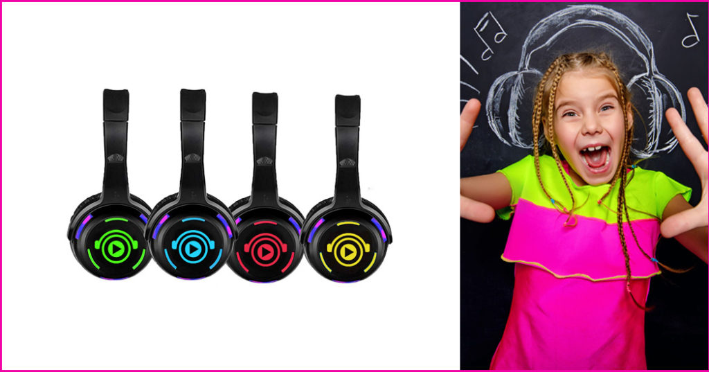 Image of girl and Silent Disco wireless headphones